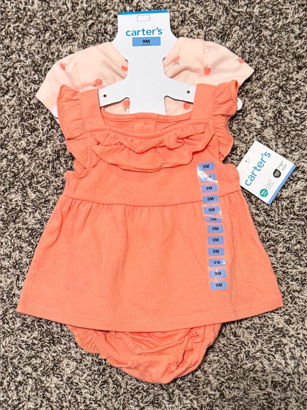 Carter's 3pc Coral Ruffle Set - Peachy Orange, NWT